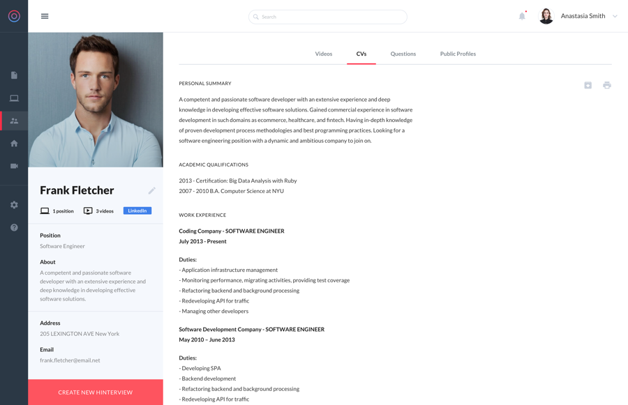 A candidate profile