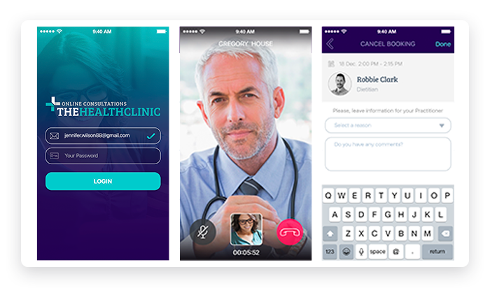 TheHealthClinic Mobile App Screenshots TheHealthClinic Mobile Screenshots