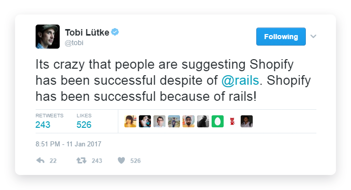 Tobias Lütke about rails Tobias Lütke Twitter
