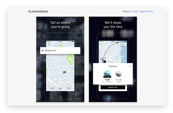 Uber App Screenshots Uber iOS App Screenshots
