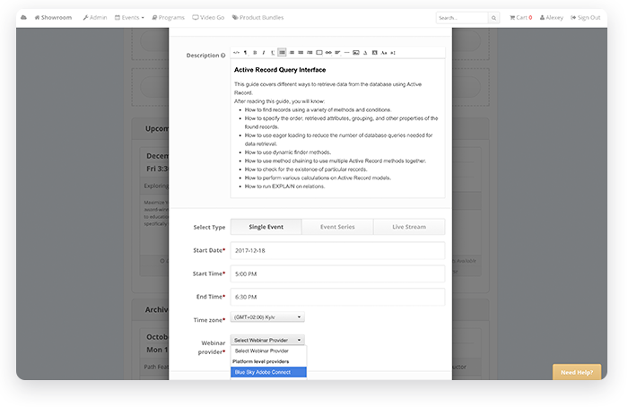 Creating a Live Event in Path LMS